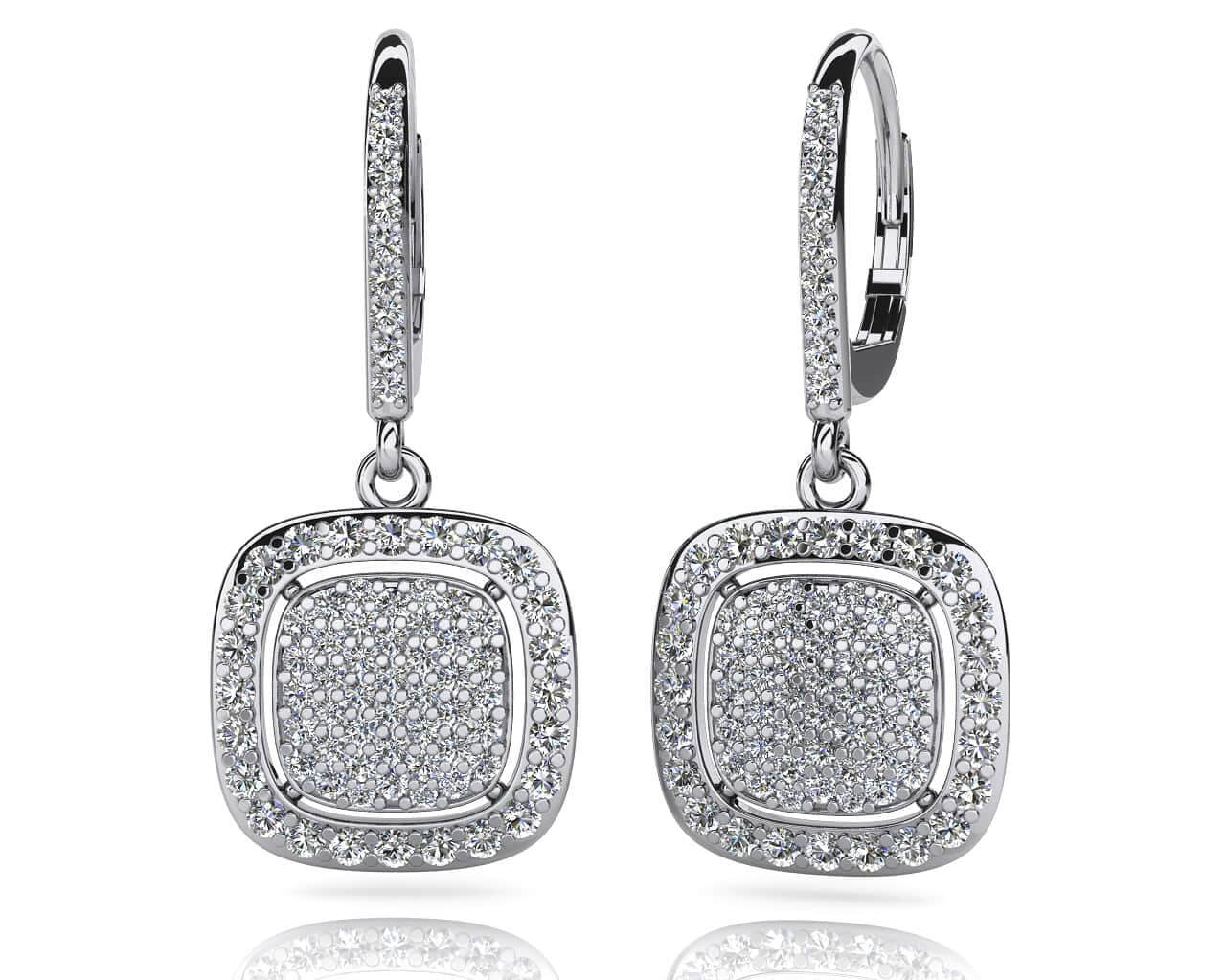 Diamond Lined Cluster Earrings Diamond with 1.45 ct.(finished) 1.0mm, 1.2mm, 1.5mm